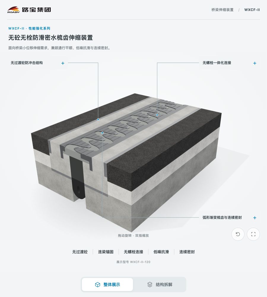路宝WXCF-II伸缩装置互动展示：把三维模型变成销售讲解工具