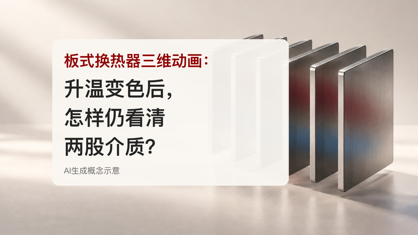 板式换热器三维动画:升温变色后,怎样仍看清两股介质?
